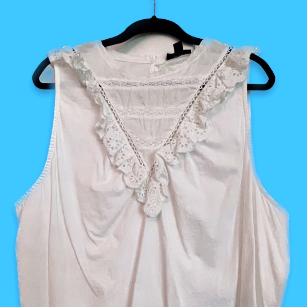 Eyelet Ruffle-front Tank - J Crew - White - Women's Plus 3X